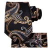 Bow Ties Hi-Tie Black Gold Paisley Silk Wedding Tie voor heren Handky manchetknop Fashion Designer Gift Ntring Business Party Bowbow Bowbow