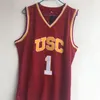 NCAA Basketball USC Trojans College 24 Brian Scalabrine Jersey Man 1 Nick Young Demar DeRozan 10 University Red Team Color Embroidery Shirt Dreating Sport Sale