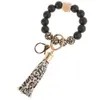 NEWSilicone Beaded Bangle Keychain with Tassel for Women Party Favor, Wristlet Key Ring Bracelet RRD12095