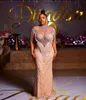 2021 Plus Size Árabe ASO EBI Luxuoso Cristais Frisados ​​Prom Vestidos Pedidos Pesca Sereia Enterior Formal Partido Segundo Vestidos de Recepção Vestido ZJ347