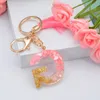 Creative Pink English Letter Plastic Keychain Kvinnor Nyckelkedjor Ring bilväska Tassels Pendent Charm Present Tillbehör