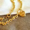 18CT 18K Gold Filled Heart Belcher padlock Solid pendant necklace for women
