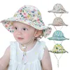 Cotton 2021 Baby Girls Big Brim Bucket Hat Infant Summer Bow Floral Outdoor Beach Sun Hat Rosette Panama Hats Lace-Up Cord Cap
