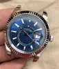 U1 Navy ST9 Steel Mens 시계 블루 GMT 자동 이동 소형 다이얼 Sapphire Calendar 42mm 시계 스테인레스 스카이 손목 시계