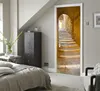 レトロな風景のドア壁画のトンネルの床ステップ3DのドアのステッカーDIYの自宅の装飾のための自己接着防水壁紙のポスト373 V2