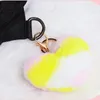 Porte-clés boule en forme d'amour arc-en-ciel, élégant, breloque pour sac, ornement, pompon en peluche mignon, porte-clés de voiture, bibelot, cadeau de noël