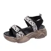 Sukienka Buty Casual Hollowing Out Sandals Wedge Grube Sole Leopard Platformy Platforma Lato Moda Roman Sneaker