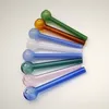 4インチ色のパイレックスガラスオイルバーナースモークパイプスプーン喫煙アクセサリーStraighチューブメガネハンドパイプ8色の異なる色