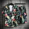 Men's Tracksuits Men's Mens Track Suit Set Floral Printed Men Sets Beach Wear 2 Piece Summer Fashion Clothing Sweat Suits Plus Size 4XL