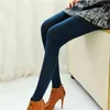 Womens Autumn Winter Thick Warm Legging Brushed Lining Stretch Fleece Pants Trample Feet High Elasticity Leggings 211215