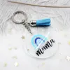 MAMA Round Acrylic Keychain Pendant Tassel Keychain Luggage Decorative Key Chain Keyring Mother's Day Gift