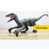 RC Dinosaur Raptor Velociraptor Roar Walking Light Elektrische Afstandsbediening Diermodel Kinderen Speelgoed Jongens Kinderen Geschenken 210928