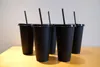 스타 벅스 24oz/710ml 플라스틱 머그 텀블러 선물 선물 뚜껑 재사용 가능한 검은 색 마시는 평평한 바닥 짚 컵