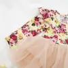 Pâques bébé fille robe gauze floral gauze manches longues gâteau princesse bodysuit vêtements 0-2Y E040 210610