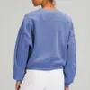 Yogakläder Oversized dam huvtröjor Kort rundhalsad tröja Hög elastisk Lös Sport Yoga Fitness långärmad crop top Sweatshirts