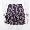 Skirts InsDoit Gothic Print Summer Sexy Skirt Women Ruched Streetwear Punk High Waist Bandage Mini Grunge Elegant Short