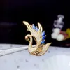 CoLife Jewelry 925 for Woman 5 Pieces Natural Sapphire Fashion Silver Swan Brooch