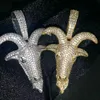 Micro Pave Animal Over Head Headant Gold Посеребренные Zircon Hip Hop Ожерелье для мужчин Рок-Цепочка Ювелирные Изделия