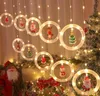 Kerst Led String Light Cartoon Hangers Santa Claus Xmas Tree Hat Rendier Party Holiday Wall Window Decoratie Patio Sfeer Props USB Power