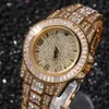 Full Diamond Iced Out Watch New Fashion Hip Hop Punk Gold Silver Cubic Zircon Dial Mens Wristwatch Calender Quartz Watch Gift8219020