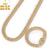 Bling Kral NE + BA 12mm Erkek S-Link Miami Küba Kolye Bilezik Tam Buzlu Rhinestones Moda Hiphop Takı Bütün