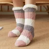 Chaussettes pantoufles floues pour femmes tricotées moelleuses cabine confortable hiver chaud polaire doux épais confortable anti-dérapant cadeau de noël bas bonneterie