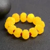 Brins de perles Bracelets de cire d'abeille naturelle sculptée tête de Bouddha huile de poulet jaune vieux miel Fortune hommes et femmes ambre Bracelet à anneau unique Fa