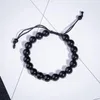 Brins de perles Drainage lymphatique obsidienne Fitness Bracelet matériau perle diamètre 10mm noir unisexe Fawn22