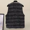 Damesvesten Parels Parls Vrouwen enkele borsten Tweed mouwloos jas plaid vest top v nek casual los fit outpartcoat streetwear stra2