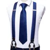 Bretelle di seta YBack regolabili con puntino blu moda Set cravatta per uomo Festa nuziale YShape 6 Bretelle con clip BarryWang9691134