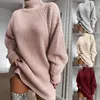 Damen Pullover Kleid Rollkragen Übergroße Gestrickte Herbst Solide Langarm Casual Elegante Mini Plus Größe Winterkleidung