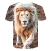 T-shirts pour hommes 2021 T-shirt imprimé en 3D Lion Fun Tee Enfants Garçons Filles Vêtements Hip Hop Cool Summer Tops Manches courtes 4T-14T271D