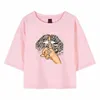 Trendy Damen T-Shirts Crop Sexy Party Sommer Kurzarm Tops Leopard Lippen Gedruckt Print Tees Hemd Lässige Streetwear
