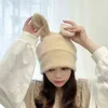 Koreanska kvinnor vinter stickad beanie hatt söt kanin kanin öron solid färg utomhus avslappnad stretchy skid skullies cap öra varmare s 211119