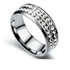 Stainless Steel Two Rows Diamond Finger Band Jewelry Black Silver Gold Charm Rings Men Women Fashion Wedding Hip Hop Ring