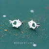 100% Real 925 Sterling Silver Animal Cute Small Pig With Heart Stud Earrings for Women Grils Jewelry Gift 210707