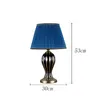 Lampes de table bleues antiques de style américain, lampe de chevet de salon, lampe de bureau créative en céramique peinte à la main