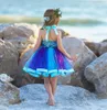 Elegante Cosplay Princesa Vestidos de niña de las flores La Sirenita Para Boda en la playa Vestidos de desfile para niños pequeños Vestido de fiesta hasta la rodilla de tul