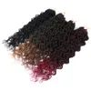 Syntetiska h￥rf￶rl￤ngningar Senegalesiska vridning V￥gig virkning F￶re Looped Twist Wave Black Women 18 Inch Curly Braiding Hair LS32