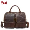 Briefcases 2021 Genuine Leather Men Bag Briefcase Fashion Man Business Crazy Horse Skin Laptop Large Capacity Designer High Quality