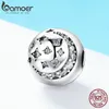 BAMOER Hohe Qualität 925 Sterling Silber Mond Stern Stopper Clip Funkelnde CZ Perlen fit Charm Armband DIY Schmuck SCC813 Q0531