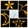 Party Decoration Twinkle Star/Moon Fairy Light Garland 12 LED Gordijntekenslichten voor bruiloft Verjaardag Valentijnsdag Binnen slaapkamer