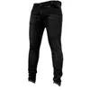 Men's Jeans 2022 Mens Pants High Waist Zipper Stretch Multi Pockets Men Black Denim Mid Rise Stretchy Skinny Streetwear