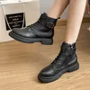 2021 New Ladies Boots Fashion British Women Short Boots Autumn Winter Lace-Up Platform Shoes Womens Leather Boots Punk Shoes Y1018