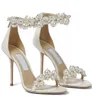 Elegant brudbröllopsklänning Sandaler skor Maisel Lady Pearls Ankel Rem lyxvarumärken Summer High Heels Women's Walking With Box EU35-44