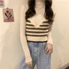 Sexy Inner with Knitted Thick Belt Small Suspender Base V-neck Short Sleeveless Autumn Outer Wear Vest Sling 210915