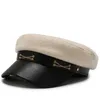 Berretti da strillone militari casual Berretti piatti da donna in cotone Berretti da capitano Cappellino da capitano Vintage Black Sport Cappello da uomo in pelle