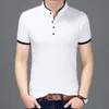 Summer Fashion Brand Clothing Tshirt Men Solid Color Slim Fit Short Sleeve T Shirt Mandarin Collar Casual TShirts 2107217787118