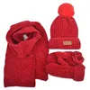 Ensemble de chapeaux tricotés trois pièces, écharpe, gants, chapeau pour enfants, PomPon, mitaine chaude, bonnet pour garçon, ensembles à la mode, automne et hiver