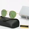 Classic Design Brand Round Sunglasses UV400 Eyewear Metal Gold Frame Glasses Men Women Mirror Glass Lens Sunglass with Box214R